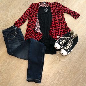 Julie’s Closet Red & Black Zig Zag Cardigan